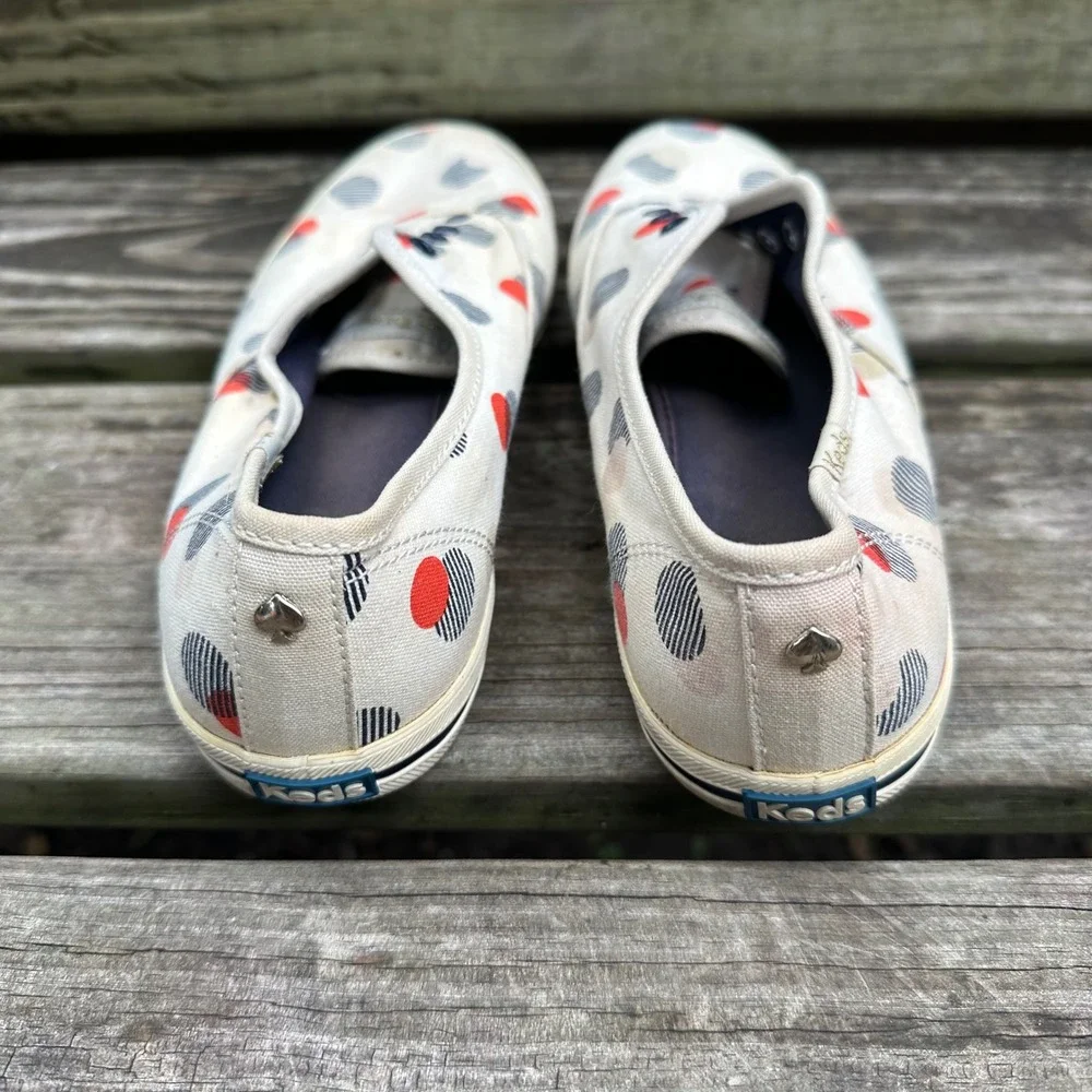 Kate Spade x Keds Polka Dot Canvas Sneakers Casual‎ Cream Orange Blue Size 8
